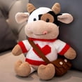 thumbnail image 5 of Juguetes de peluche de vaca de 12 pulgadas almohada de leche grande almohada de vaca suave almohada de vaca suave almohada de vaca bebé bebé ternero adulto ternero rojo, blanco amor bolso marrón, 5 of 5