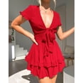 thumbnail image 5 of Vestido PRETTYGARDEN 2025 Rojo Cuello en V Manga Corta Talla L, 5 of 5