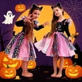 thumbnail image 2 of Tisuna Girls Halloween Dress Up Outfit Set Stylish Fit Cartoon Cat Print Long Sleeve Dresses With Matching Outfits 3 Pieces Halloween Festival Party Clothes Set For Age 2-12 Years, 2 of 5