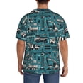 thumbnail image 5 of Vsdgher Modern Excavator Print Men's Wrinkle Free Untucked Cuban Shirt Business Casual Button Down Shirts Short Sleeve Shirt, 5 of 7