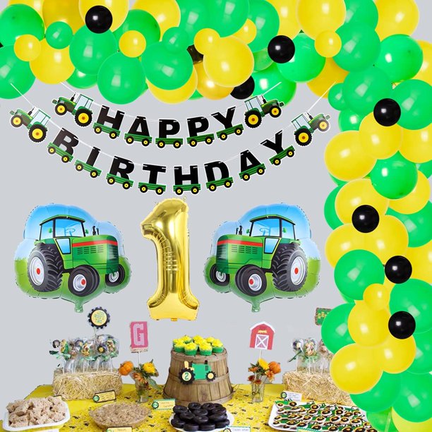 Tractor 1st Birthday Party Decorations, Green Construction Balloon