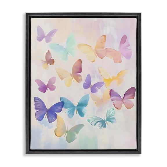 Stupell Industries Pastel Butterfly Dreams Black Framed Floater Canvas Wall Art, design by The Prints Vibe