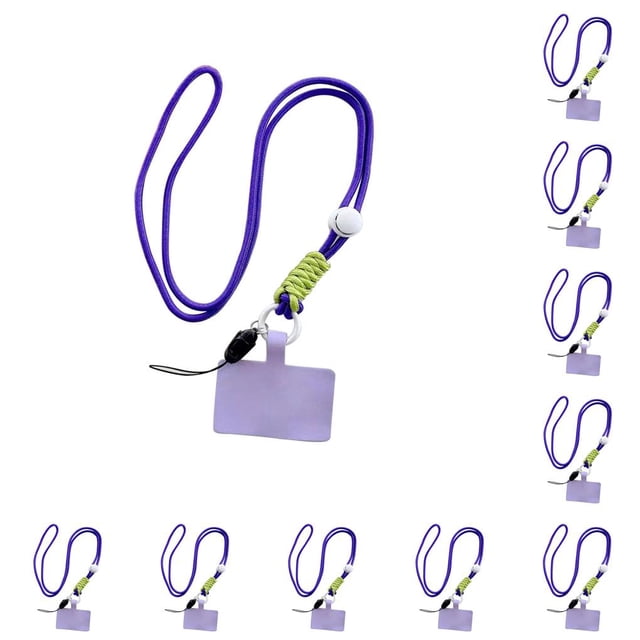 Seitruly Cordón universal para teléfono móvil con gancho, cordón ajustable para colgar en el cuello, correas reutilizables de microfibra, Púrpura Largo 10piezas