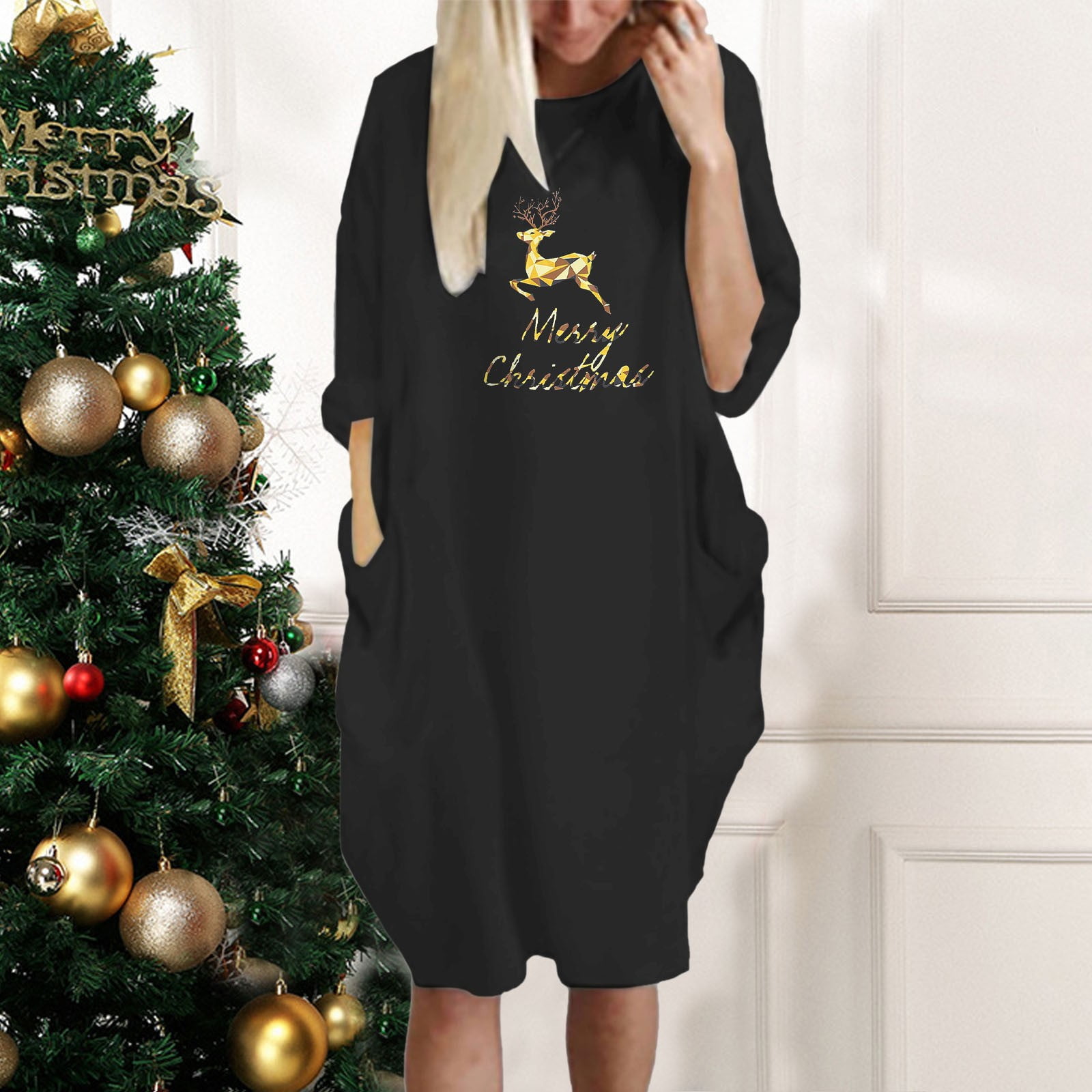 casual plus size christmas dress