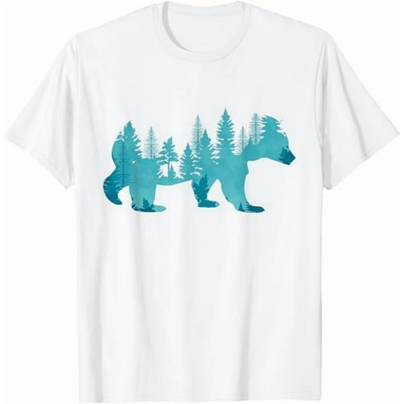 Trees Wildlife Nature Forest Mountains Wildlife Animal Bear Outdoor Forest T-Shirt Unisex Pure Cotton Tshirt Tops