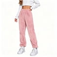 thumbnail image 5 of FAIWAD Kids Plush Pants Elastic Waist Solid Color Fleece Joggers Boys Girls Soft Warm Loungewear, 5 of 8