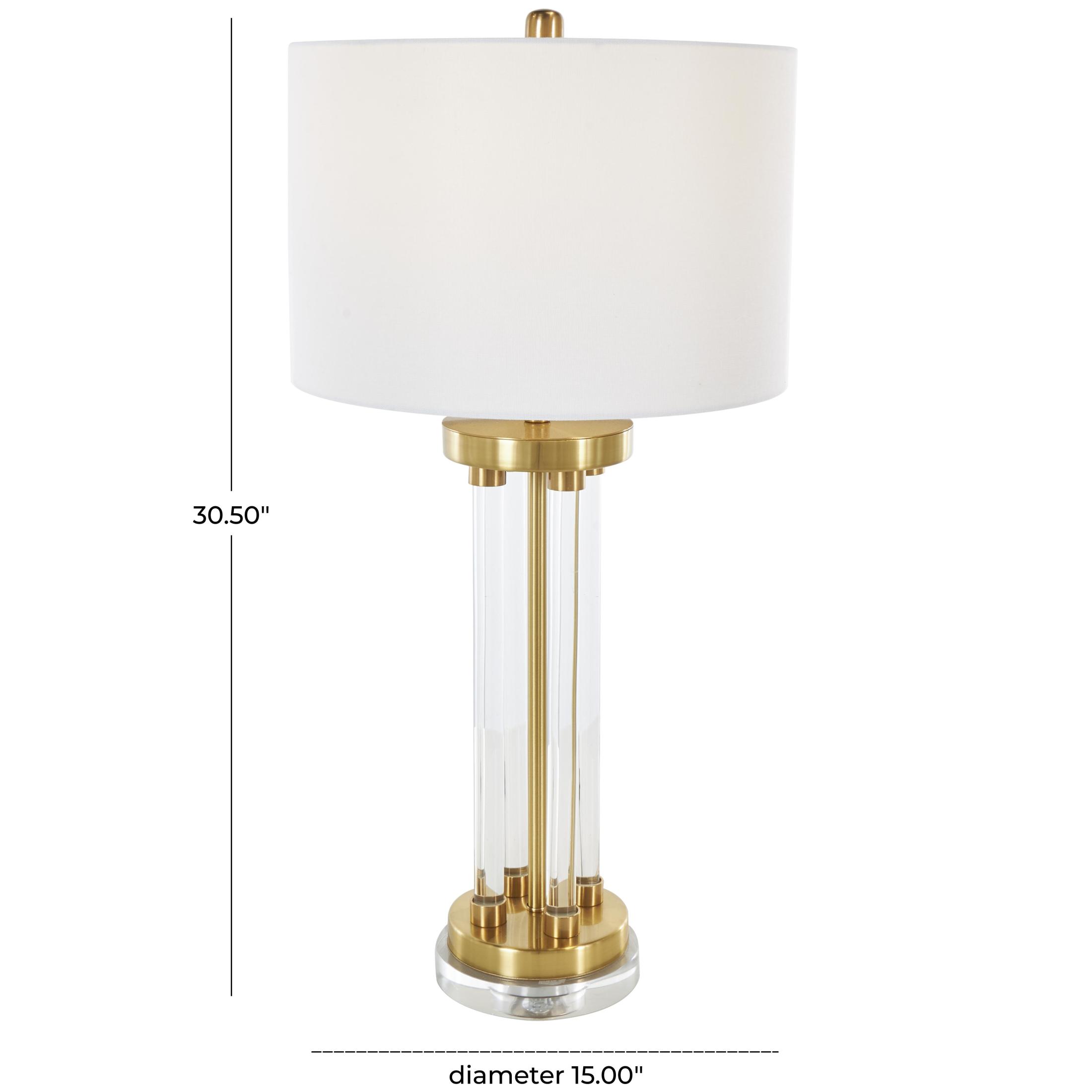 DecMode 31" Rods Clear Table Lamp with White Linen Shade