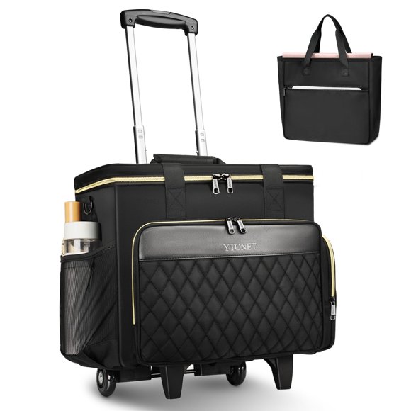 Ytonet Sac à Roulettes pour Ordinateur Portable, Mallette Roulante pour Femmes avec Serrure, Sac pour Ordinateur Portable 17,3 Pouces avec Roues, Sac à Roulettes avec Séparation Isolée et Sec-Humide