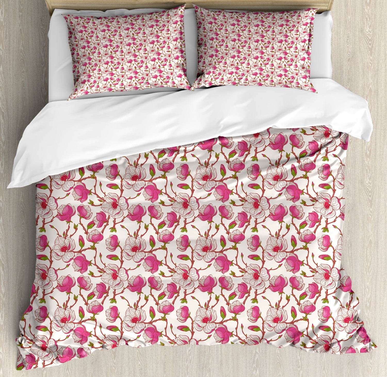 Flower Duvet Cover Set Queen Size, Romantic Spring Branches Bursting
