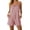 Red, variant on Costeam Womens Vertical Stripe Spaghetti Strap Short Romper Ruffle Neck Tie Front Detail Side Pockets Loose Fit Lightweight Breathable Casual One Piece Short Jumpsuit