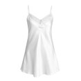 thumbnail image 6 of Chemise Nightgowns for Women Zaewscy Lady's At-home Sleeveless Satin Lace-embroidered Short Nightgown White Free Size, 6 of 8