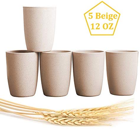 POHOVE 5pcs/set Wheat Straw Cups Eco-friendly Healthy Drinking Cup Unbreakable Cup for Adults Kids Bathroom Stackable Toothbrush Cups Portable Stackable Nordic Style Reusable Lightweight 