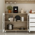 thumbnail image 2 of KULAGAGA Buffet Cabinet Sideboard with 4 Drawers, Microwave Storage Cabinet for Dining Room Kitchen, Brown, 2 of 7