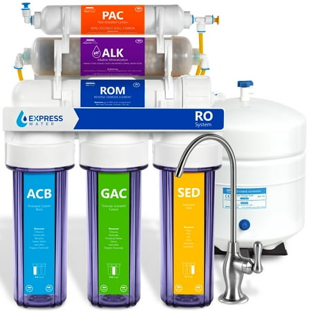

Express Water Alkaline RO Filtration System – 10 Stage RO Mineralizing Water Purifier – Mineral pH + Antioxidant – Under Sink Water Filter with Remineralization – 50 GDP with Clear Filter Housing
