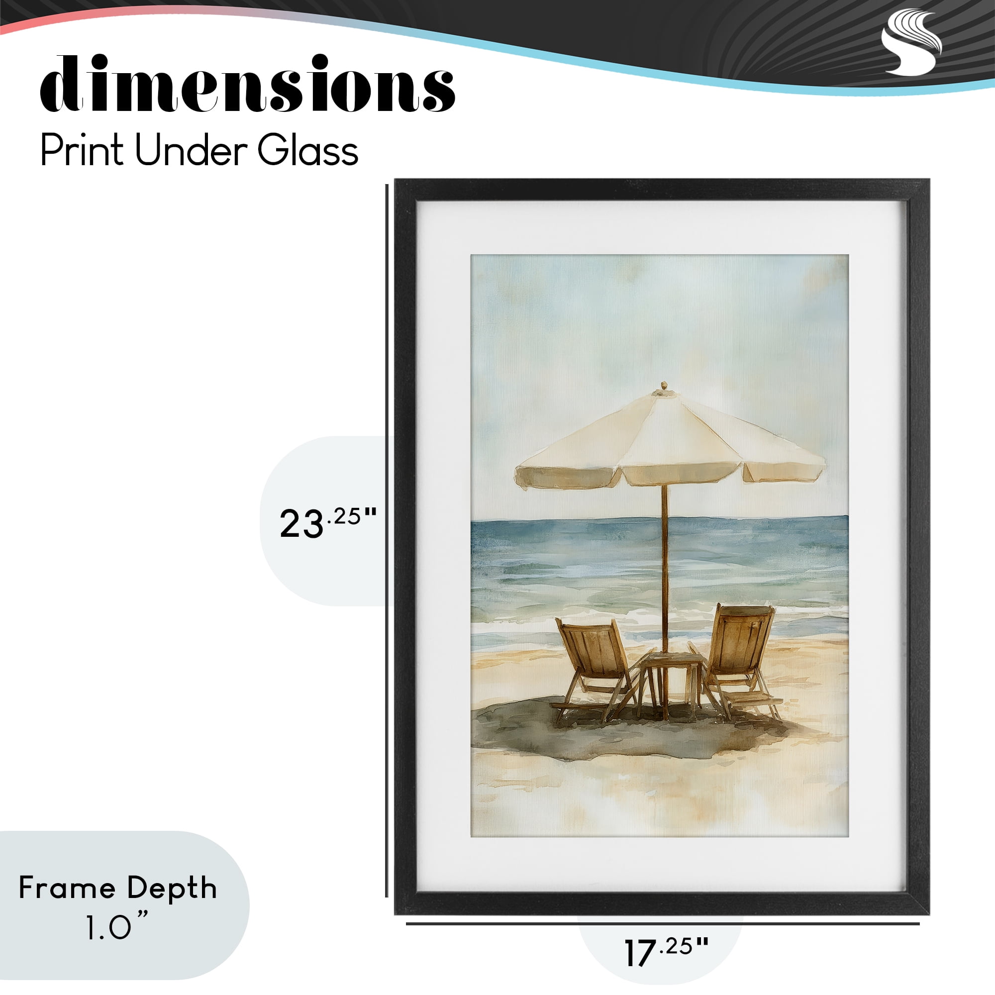 Stupell Industries Watercolor Paradise Seaside Retreat Black Framed Print Under Glass, design by Petal Prints Design