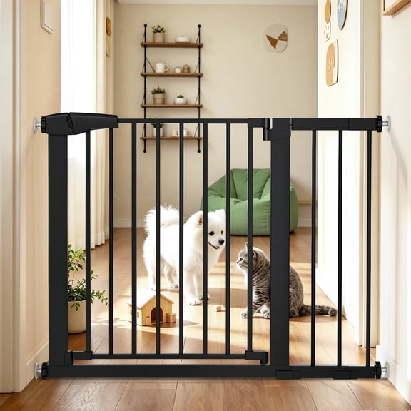DOMIPET Pet Gate, 29.5''-40.5'' Wide Dog Gate for Doorways & Stairs, Black
