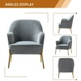thumbnail image 6 of Velvet Upholstered Accent Chairs Set of 2 Metal Legs Curved Backrest Armchairs Bedroom Adult Grey, 6 of 9