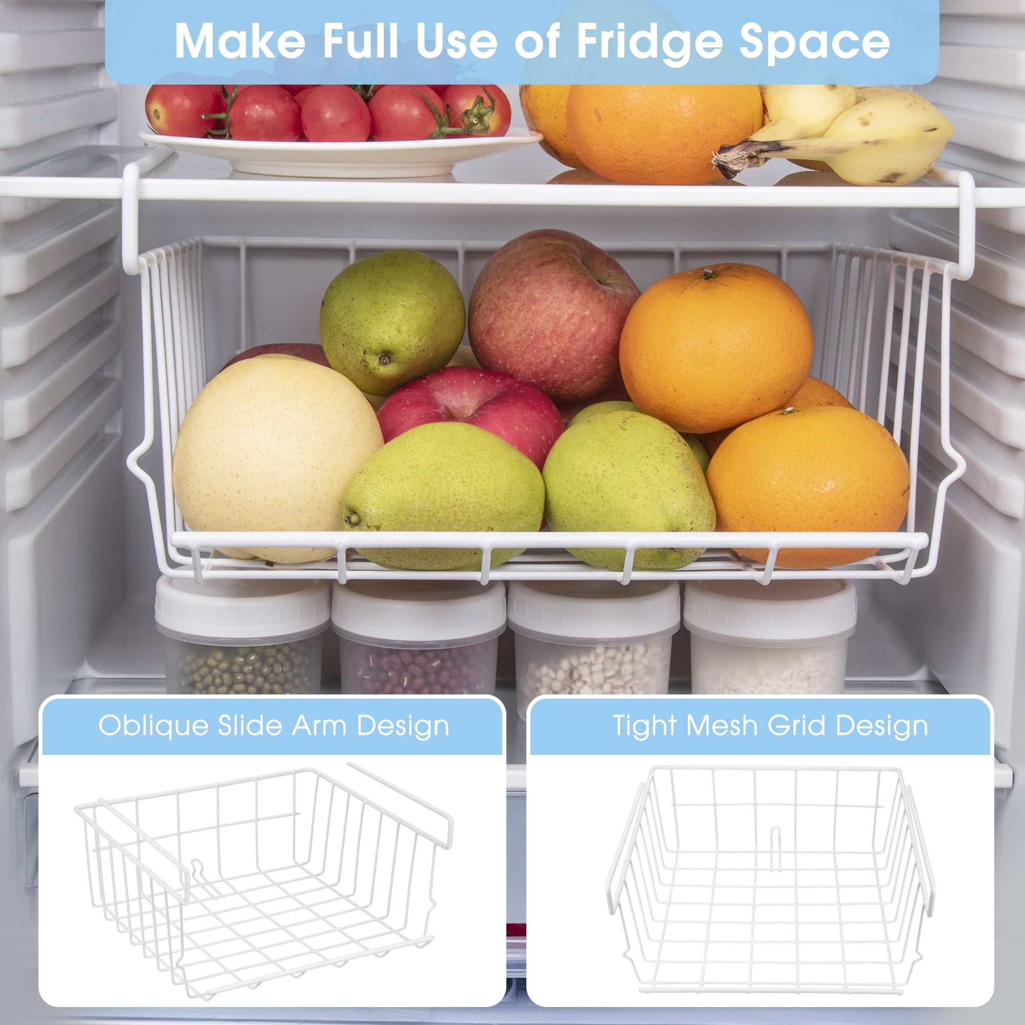 ROFAY Stackable Hanging Metal Wire Storage Baskets, 4-Pack Pantry Organizer