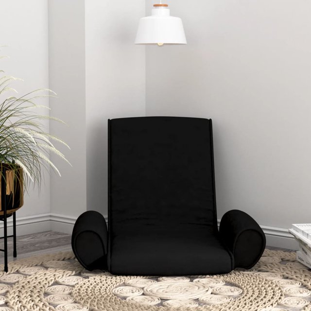 vidaXL Chaise de Sol Pliante en Tissu Noir
