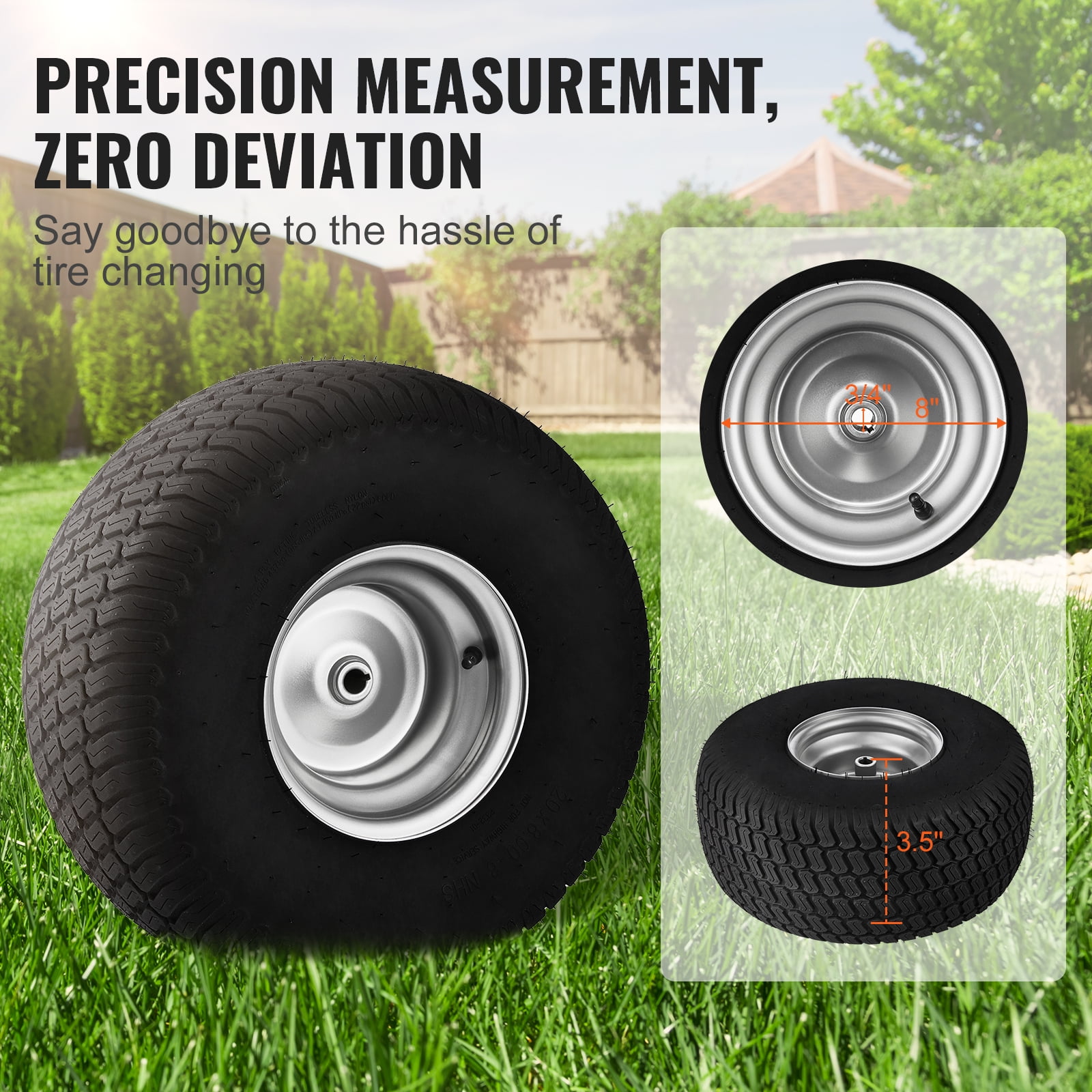 VEVOR Lawn Mower Tires with Rim 20x8 8 Tubeless Tractor Tires 2 Pack Tire and Wheel Assembly Walmart