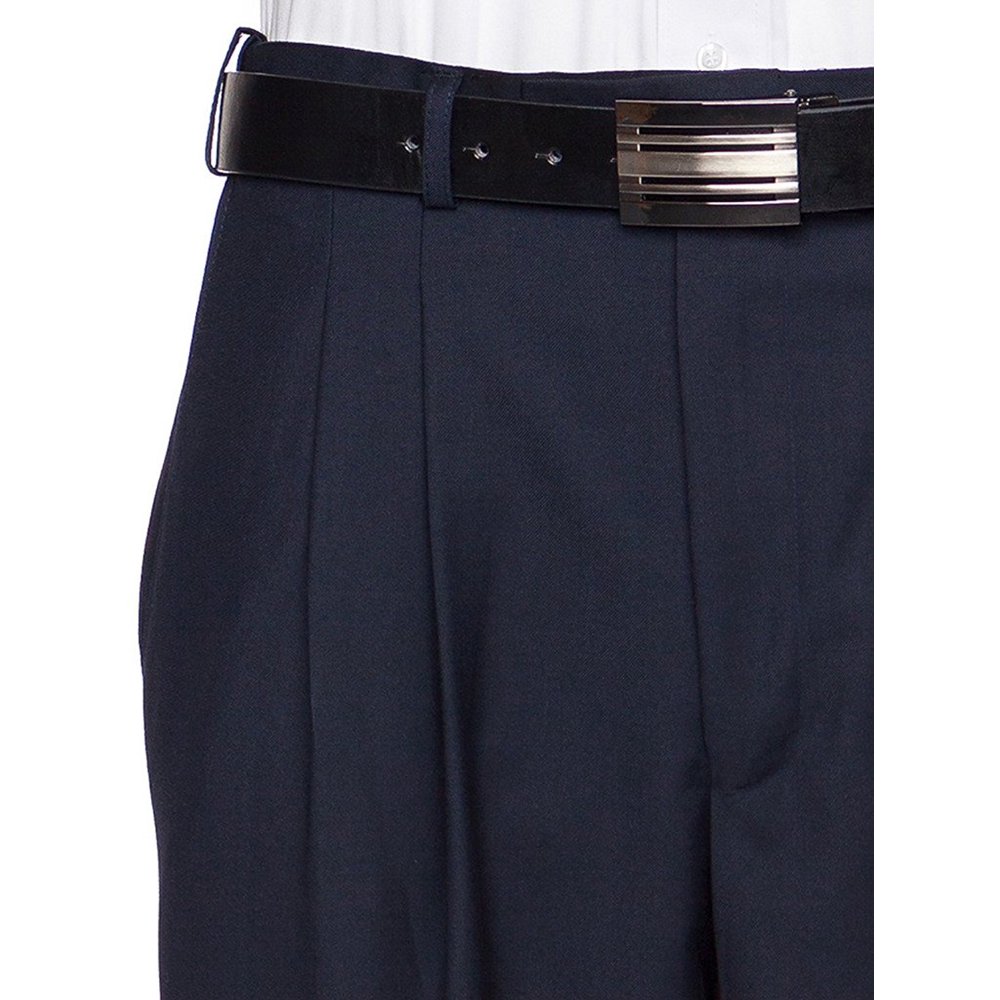 GIOVANNI UOMO Men’s Pleated Front Expandable Waist Dress Pants – Black, Cuffed Hem