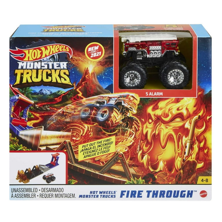 Hot Wheels Big Car Track Set: Monster Trucks Fire Through Hot Wheels Big Car Track Set: Monster Trucks Fire Through