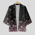 thumbnail image 5 of eileial Men's Kimono Cardigan Jackets Casual Long Sleeve Open Front Coat Lightweight Yukata Outwear,Purple XL, 5 of 6
