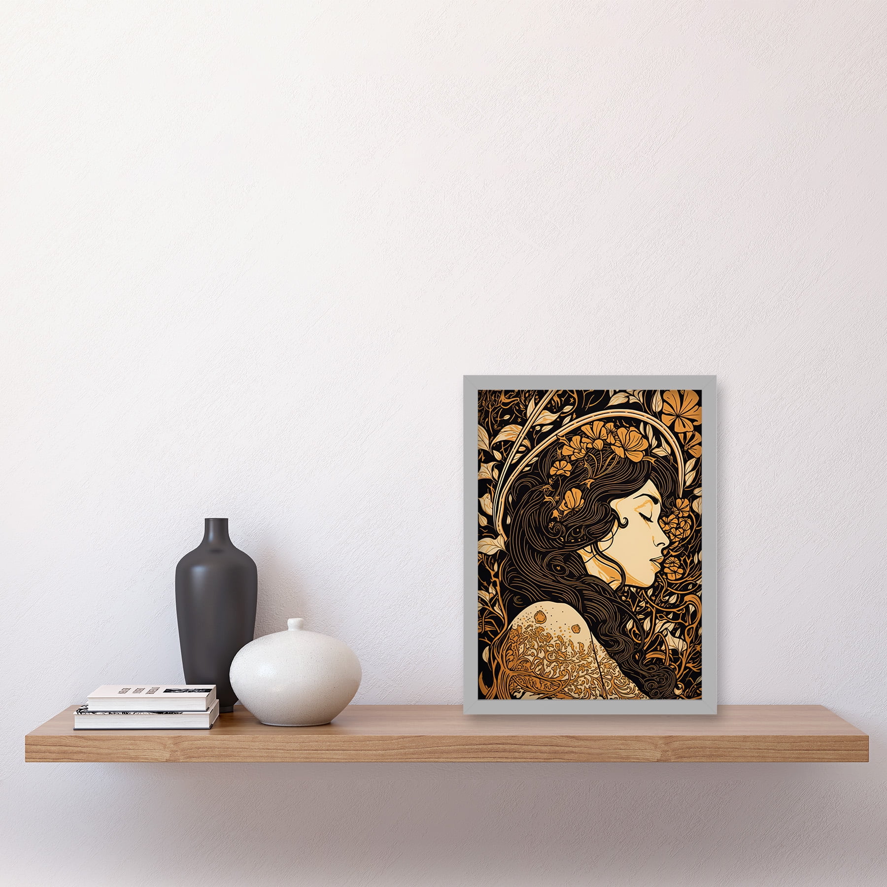 Sleeping Beauty Modern Art Nouveau Illustration Artwork Framed