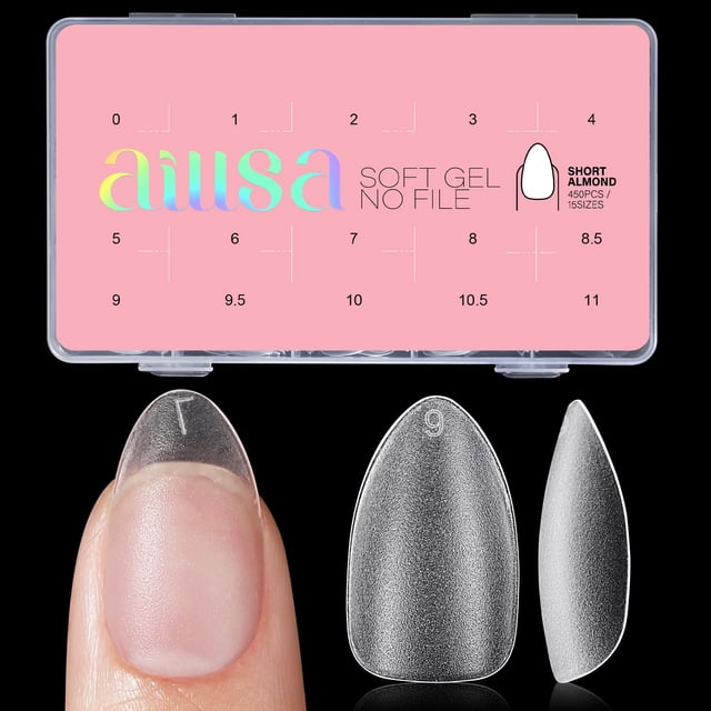 Uñas AILLSA Short Almond, 450 unidades, gel blando de doble cara