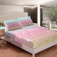 thumbnail image 3 of YST Drap-Housse Écailles de Sirène Taille Simple, 2 Pcs Draps Pailletés Roses pour Filles Enfants Ados, Housse de Lit Arc-en-Ciel Coloré, Ensemble de Literie Ultra Doux et Confortable Dégradé Scintillant Galaxie, 3 of 6