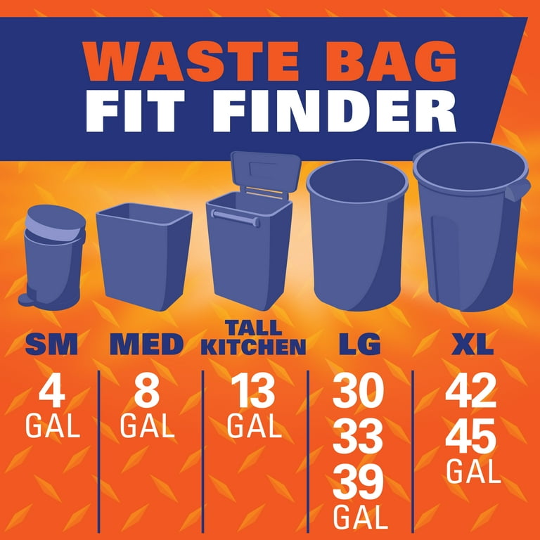  45 Gallon Trash Bags, (Value-Pack 100 Bags w/Ties) Extra Large  Black Garbage Bags - 39 Gallon - 40 Gallon - 42 Gallon - 44 Gallon - 45  Gallon Large Trash Bag Can Liners Capacity : Health & Household