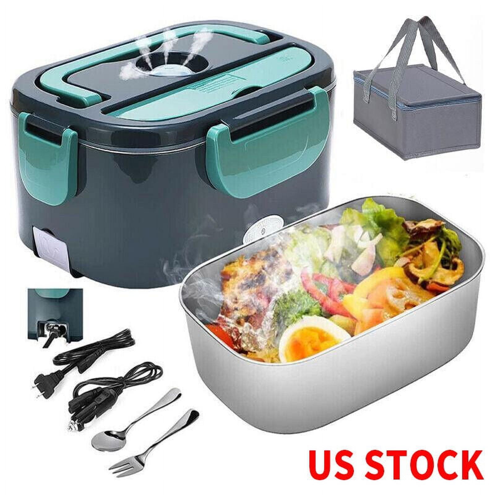MDHAND Portable Electric Lunch Box, 1.5L Food Warmer for Car & Home with 12V/110V, Green