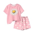 thumbnail image 5 of NAISIBABY Girls Floral Outfit Sets, Graphic Short Sleeve T-Shirt and Elastic Waist Shorts Kids Summer Fashion Clothes Watermelon Red Size 14, 5 of 6