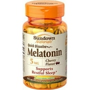Sundown Naturals Quick Dissolve Melatonin 5 mg Microlozenges Cherry Flavor 90 Each (Pack of 2)