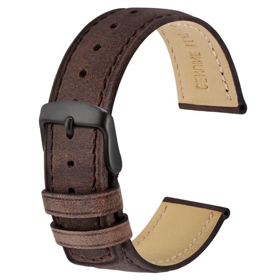 Retro Genuine Leather Watch Straps,18mm Replacement Watch Band with Stainless Steel Buckle