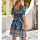 thumbnail image 4 of Vestido estampado fruncido de manga corta, ajuste informal, vestido de mujer transpirable y elegante a la moda para el verano, 4 of 7