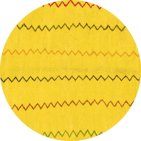 Ahgly Company Indoor Round Solid Yellow Modern Area Rugs, 6' Round
