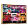 thumbnail image 2 of Designart "Serenity in Cassette Tapes with Floral Design" Fashion Framed Wall Art - Modern Red Cassette Tapes Living Room Framed Canvas Art, 2 of 6