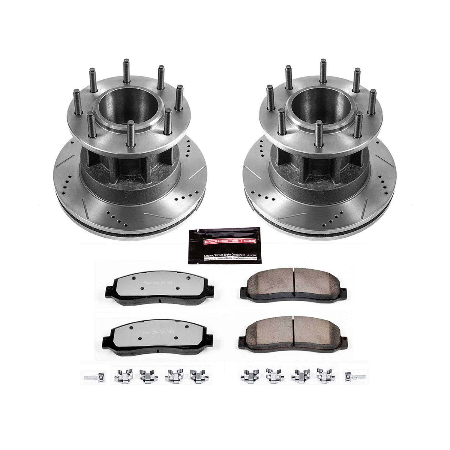 PowerStop Front Z36 Truck & Tow Carbon-Fiber Ceramic Brake Pad and Drilled and Slotted Rotor Kit Fits: FORD Select Models K4597-36