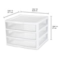 thumbnail image 3 of Sterilite Wide 3 Drawer Unit, Clear Plastic Countertop or Desktop Drawers, White, 3 of 6