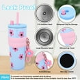 thumbnail image 7 of Farcauo 24 OZ Blue Stainless Steel Water Bottle Flower Insulated Vacuum Tumbler With Lid and Straw Leak Proof Travel Mug Spill Proof Cup for Hot and Cold Drink Christmas Gifts For Women Mother, 7 of 7