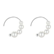 KDSJSXW Pearl Gold Earrings Sterling Silver Needle Pearl Earrings Popular Light Luxury Earrings Female Spring Earrings Small Design Pierced Earrings for Women Earring Studs (Silver,One Size)