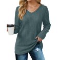 thumbnail image 4 of Kogui Chandails pour Femmes Automne Chandails à Manches Longues pour Femmes Col Rond Court Tenue de Bureau Décontractée Chandails Légers Hauts de Chandail Vêtements Mode Automne 2025 (Bleu,TTG), 4 of 9