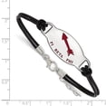 thumbnail image 2 of Logoart 925 Sterling Silver Pi Beta Phi Enameled Oval Black Leather Bracelet, 2 of 4