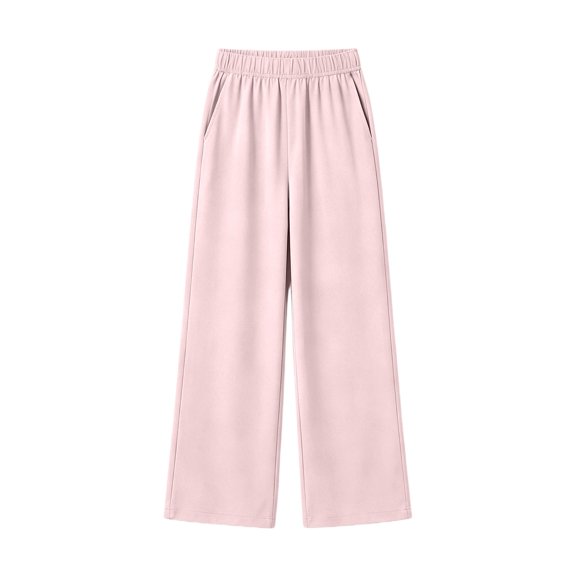 JSCDRPDWL Girls Wide Leg Sweatpants Baggy Elastic Waist Straight Leg Athletic Joggers Pant Kids Casual Loose Fall Winter Track Pants with Pockets