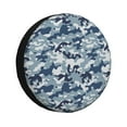 thumbnail image 1 of DouZhe Waterproof Spare Tire Cover, Geometric Blue Camouflage Prints Adjustable Wheel Covers Fit for Jeep Trailer RV SUV Car, 16 inch, 1 of 7