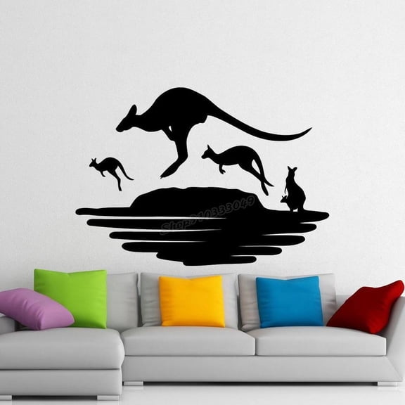 Kangaroo Wall Decal Wild Animal Wallaby Australia Vinyl Wall Sticker Nursery Room Interior Decoration Home Kids Room Decor 42x30cm