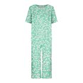 thumbnail image 7 of Lounge Sets for Women Two Piece Casual Floral Print Short Sleeved Round Neck and Cropped Pants Set, 7 of 7