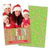 Personalized Merry & Bright Candy Cane Photo Christmas Card
