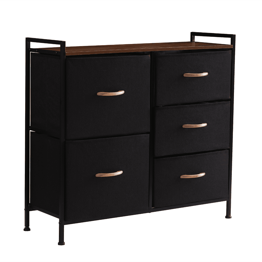 Kepooman Dresser with 5 Drawers with Steel Frame Wood Top for Bedroom, Hallway, Entryway, Closets, Tower Organizer Unit, Black Kepooman Dresser with 5 Drawers with Steel Frame Wood Top for Bedroom, Hallway, Entryway, Closets, Tower Organizer Unit, Black